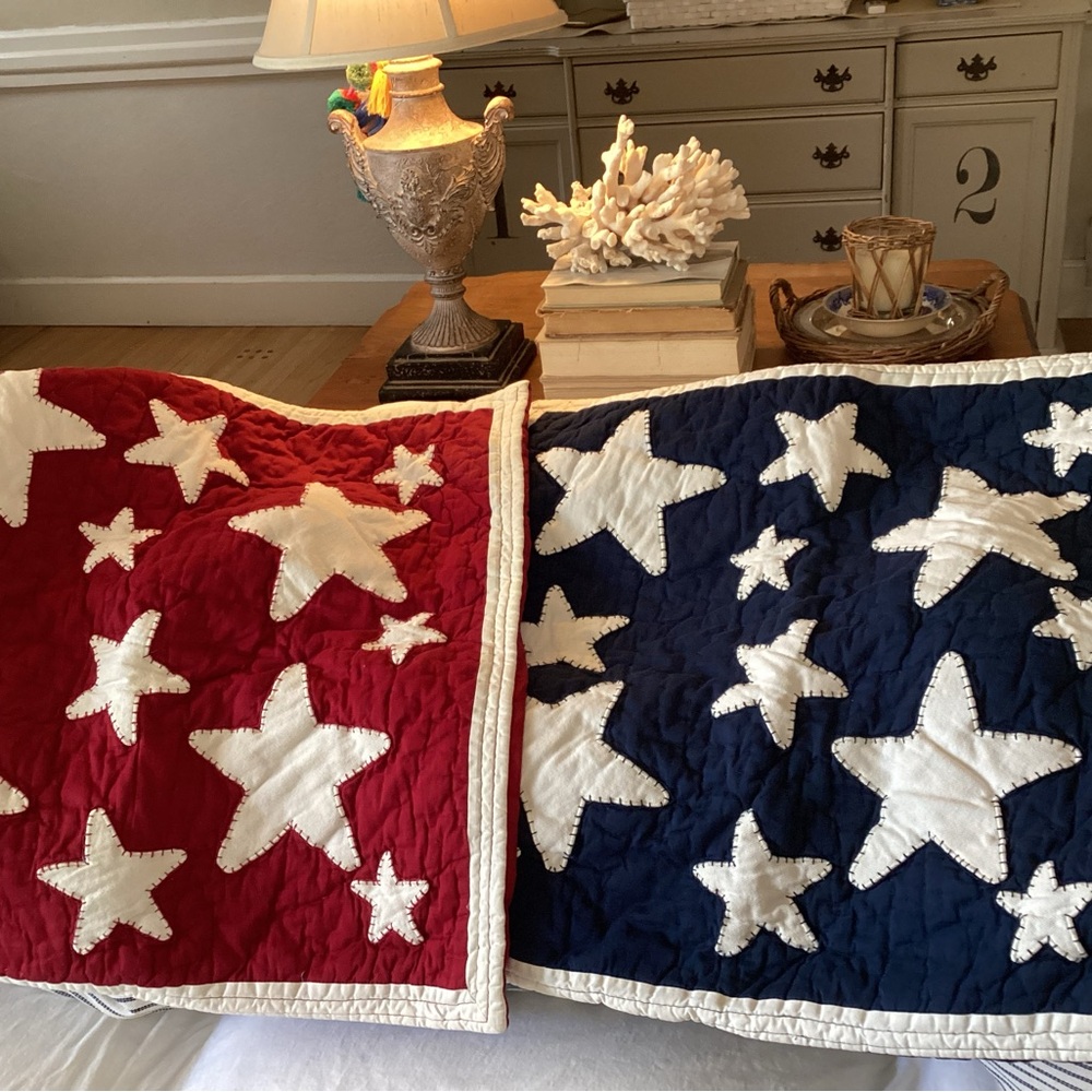 Set of Two Vibrant Pottery Barn Kids Americana Starry Pillow Covers